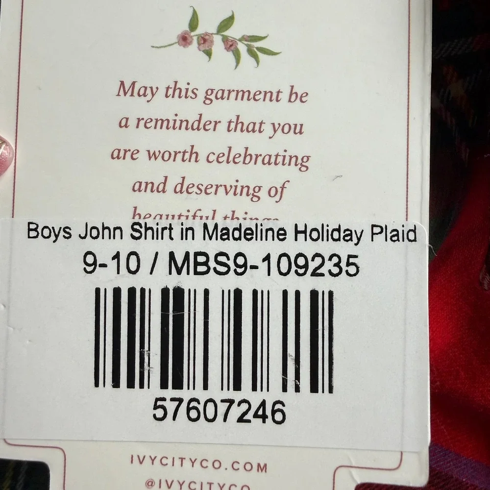 Ivy City Co Boys John Shirt Madeline Holiday Plaid Red Button Down 9/10 NEW